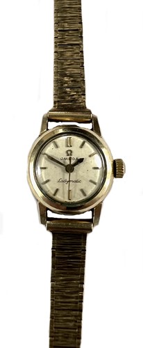 Lot 364 - Omega - A gold-plated 'Ladymatic' wristwatch on a later 9ct gold bracelet