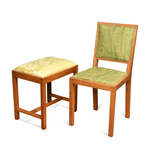 Lot 891 - A Heal's walnut side chair and stool