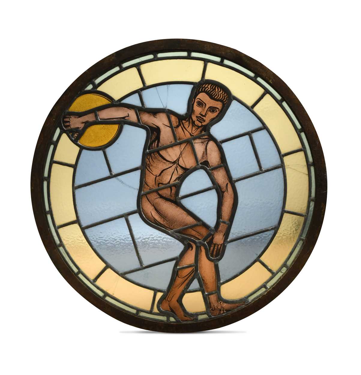 Lot 769 - An Art Deco stained glass roundel window, circa 1930s