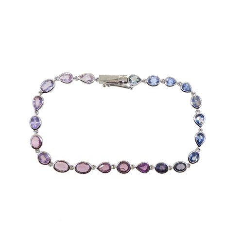 Lot 165 - A modern sapphire line bracelet