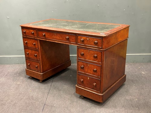 Lot 472 - A late 19th century walnut pedestal desk...