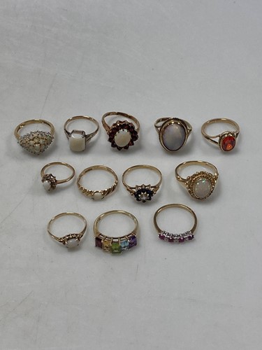 Lot 157 - Twelve stone set rings, hallmarked or assessed...