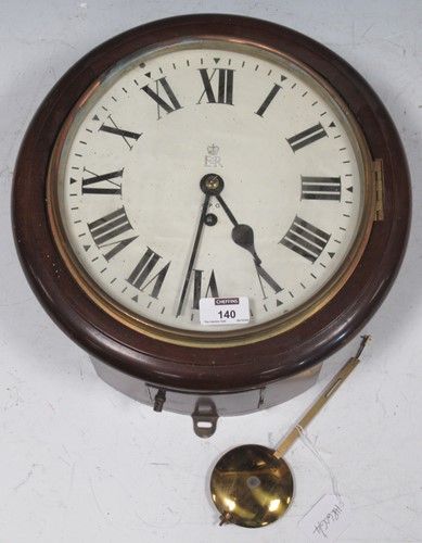 Lot 140 - A mahogany circular cased wall timepiece, for...