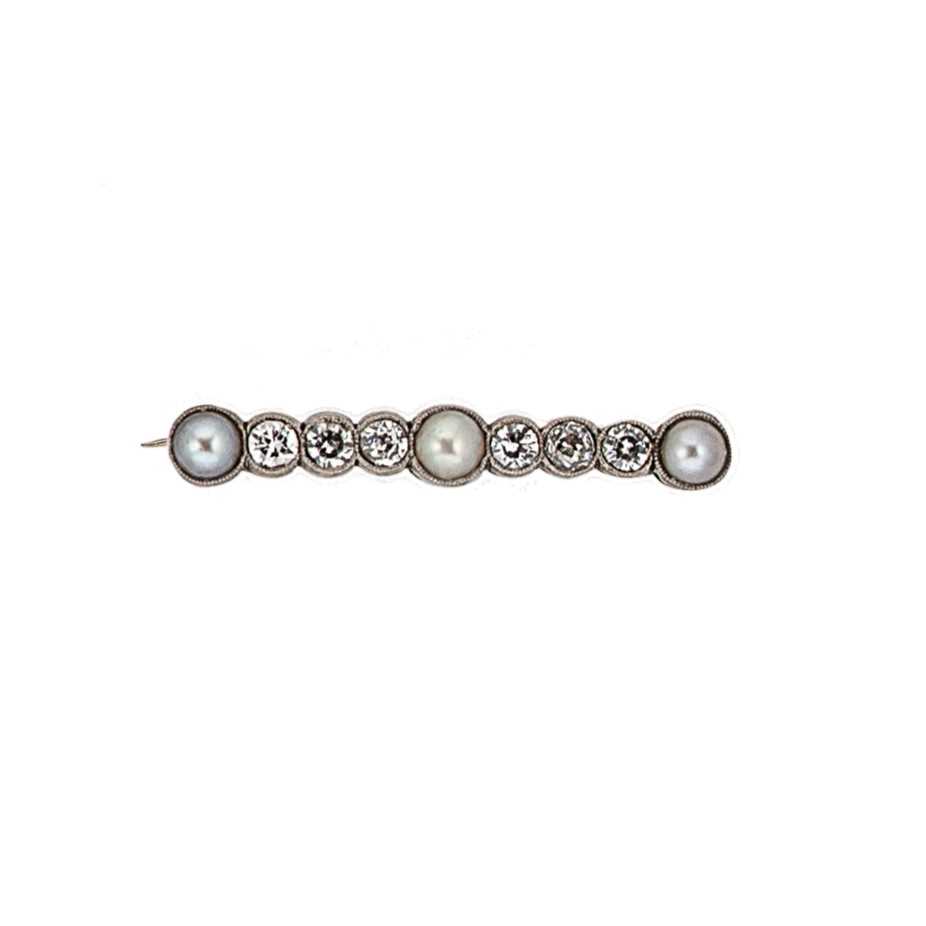 Lot 237 - A pearl and diamond set bar brooch