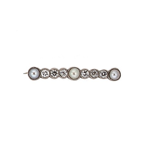 Lot 237 - A pearl and diamond set bar brooch