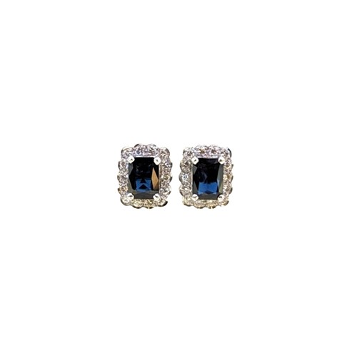 Lot 203 - A pair of sapphire and diamond ear studs