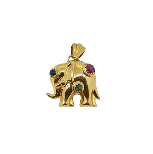 Lot 37 - A stone set elephant pendant