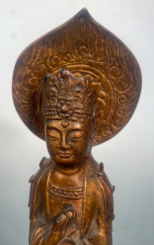 Lot 18 - A Chinese gilt bronze figure of Padmapani in Northern Wei style