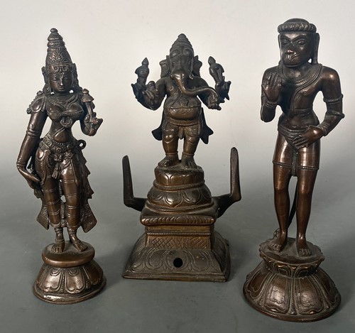 Lot 114 - Three Indian bronze figures, late 19th/early 20th century