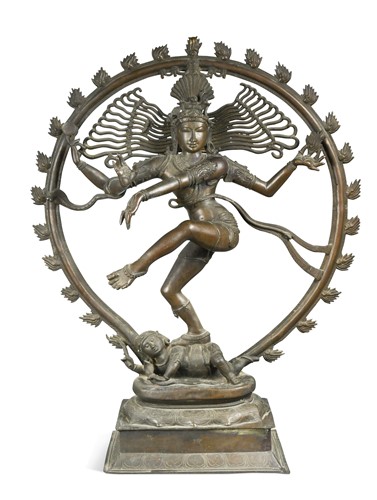 Lot 118 - An Indian bronze figure of Shiva Nataraja, 19th/20th century