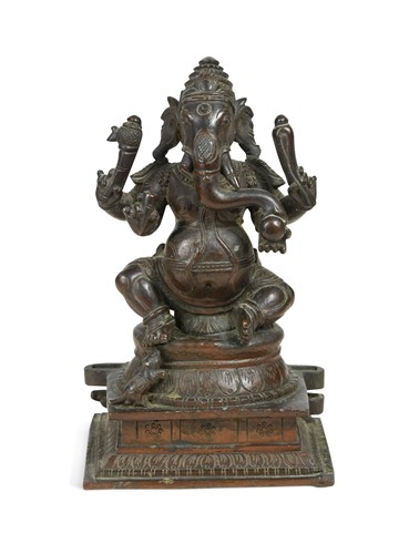 Lot 113 - An Indian bronze figure of Ganesh, 19th century