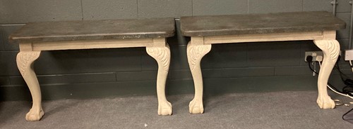 Lot 775 - A pair of Gustavian painted console tables...