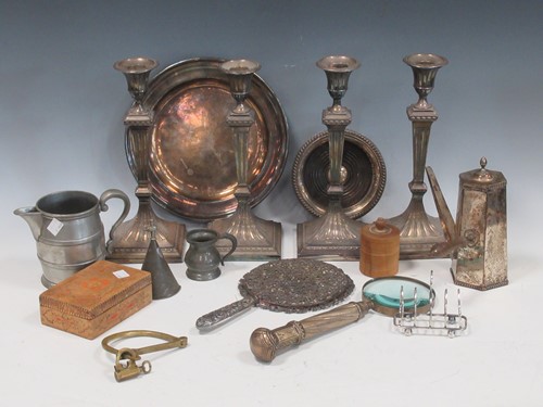 Lot 202 - A set of 4 plated candlesticks in Adam style,...