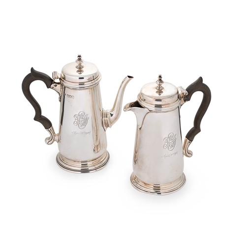 Lot 528 - An Edward VII silver two-piece café au lait set