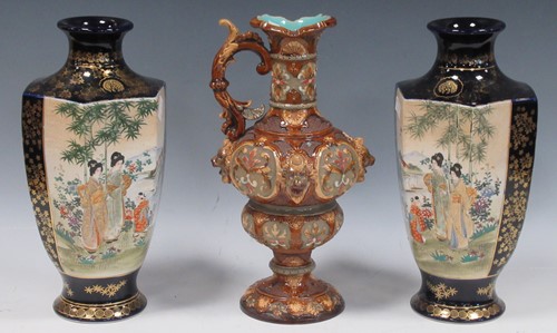 Lot 1 - A pair of Japanese Satsuma type vases and a...