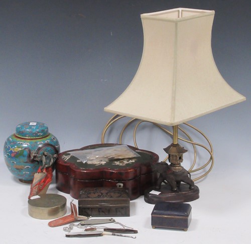 Lot 92 - Shibayama box, mother of pearl counters, doll,...