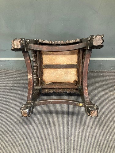 Lot 406 - A Chinese hard wood urn stand with marble...