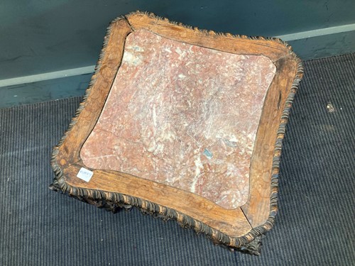 Lot 406 - A Chinese hard wood urn stand with marble...