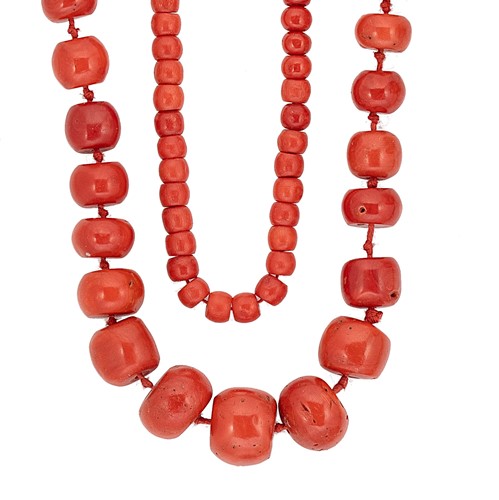 Lot 20 - Two coral bead necklaces