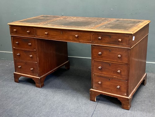 Lot 339 - An Edwardian mahogany pedestal desk with...