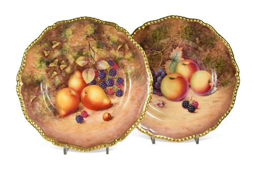 Lot 561 - Two Royal Worcester fruit painted cabinet plates