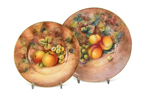 Lot 27 - Two Royal Worcester fruit painted plates