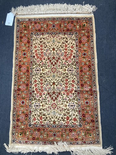 Lot 479 - A Hereke silk rug, 123 x 66cm