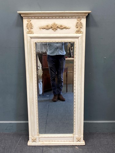 Lot 343 - A French white painted rectangular pier mirror,...