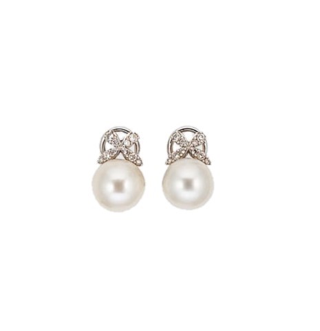 Lot 234 - A pair of pearl and diamond ear clips