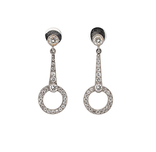 Lot 269 - A pair of early 20th century circular ear pendants