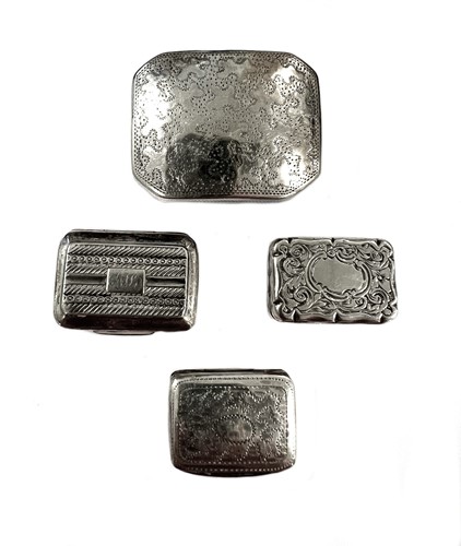 Lot 405 - A 19th century silver vinaigrette, together with three miniature examples