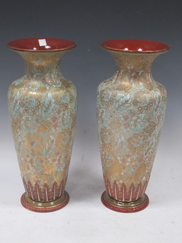 Lot 56 - Pair of Doulton Slater's Patent vases, 42cm high