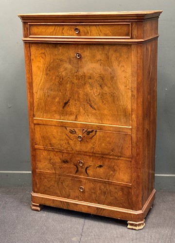 Lot 335 - A 19th century continental walnut secrétaire à...