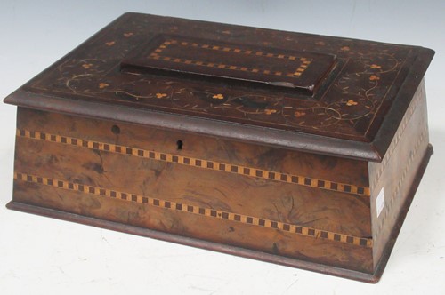 Lot 20 - An Irish yew wood work box, 12 x 34.5 x 25cm,...