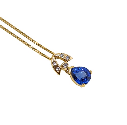 Lot 194 - A sapphire and diamond pendant and chain