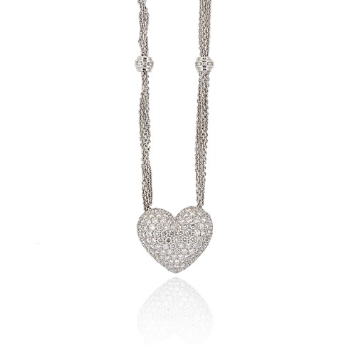 Lot 209 - A modern 18ct gold diamond set heart necklace