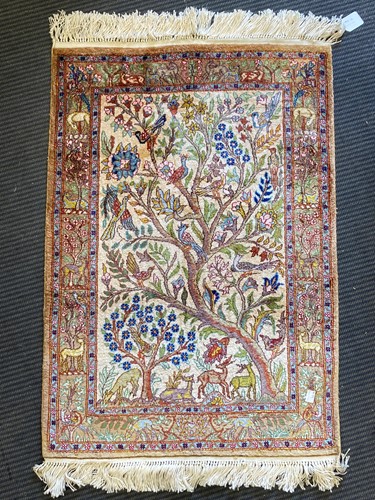 Lot 488 - A Persian design silk rug, tree of life with...