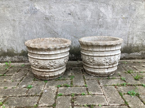 Lot 470 - A pair of reconsituted stone planters,...