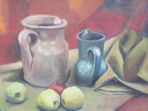 Lot 218 - British school 1970's still life of apples and...