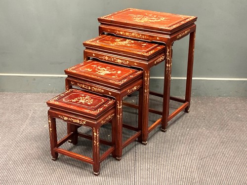 Lot 405 - A Chinese hardwood and mother of pear inlaid...