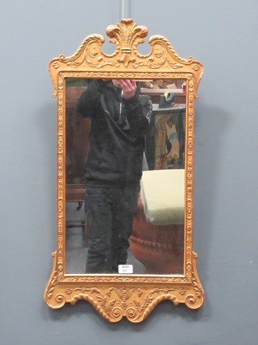Lot 827 - George II style gilt wall mirror. 82cms x 42cms