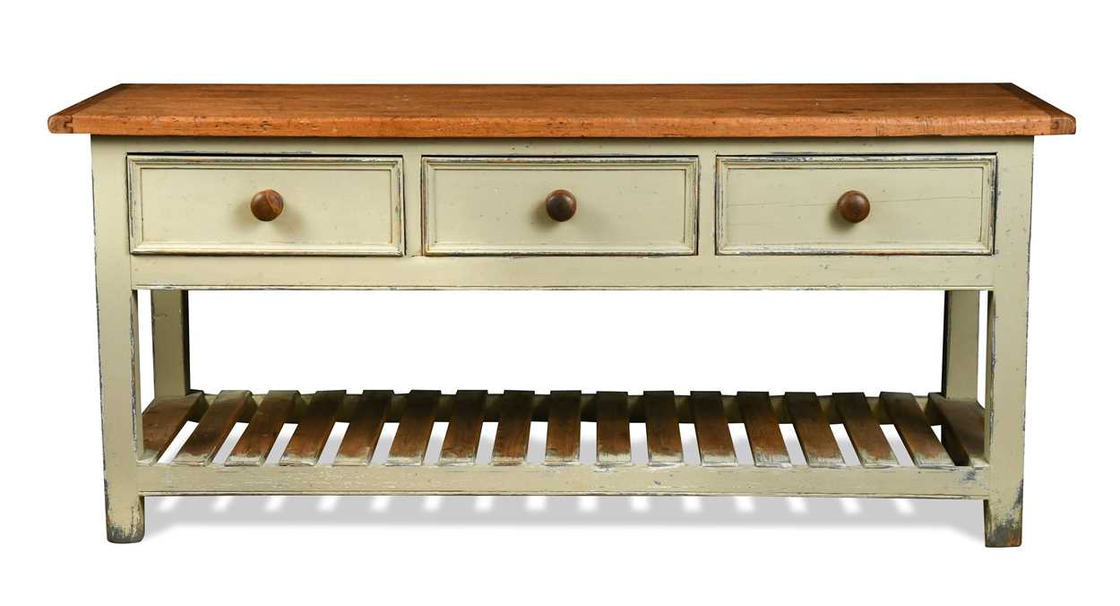 Lot 668 - A cream painted kitchen dresser base, 20th century