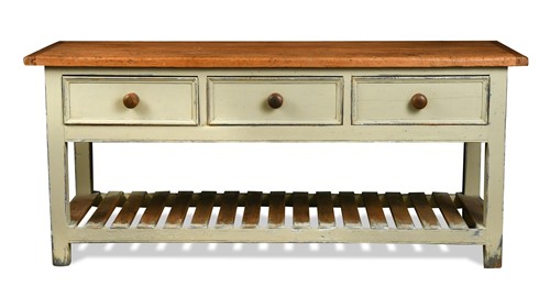 Lot 668 - A cream painted kitchen dresser base, 20th century