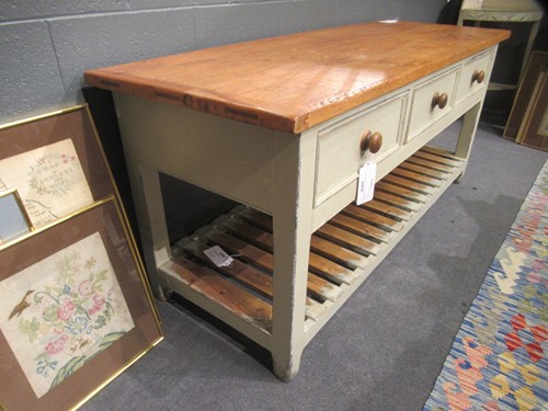 Lot 668 - A cream painted kitchen dresser base, 20th century