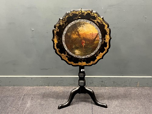 Lot 825 - A 19th century and later papier mache tripod...