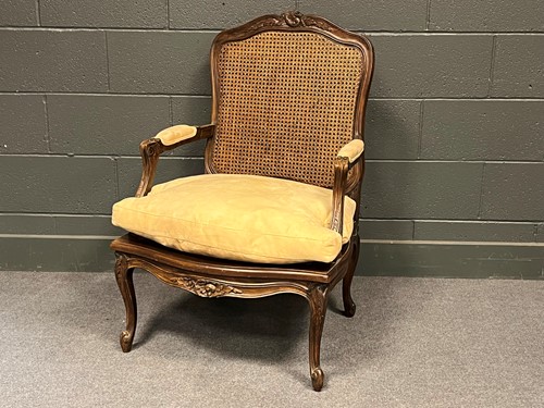 Lot 745 - Three Louis XV style cane bergère chairs