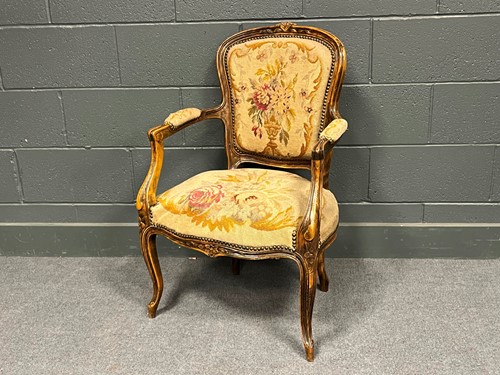Lot 735 - Three French 19th century style armchairs of...