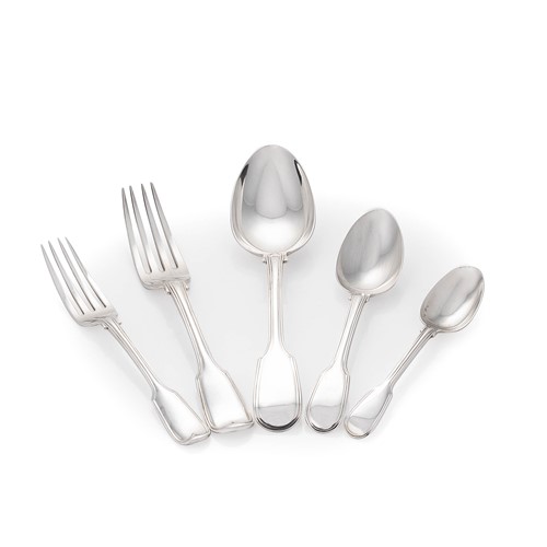 Lot 519 - A 60-piece set of Victorian silver flatware with 12 additions