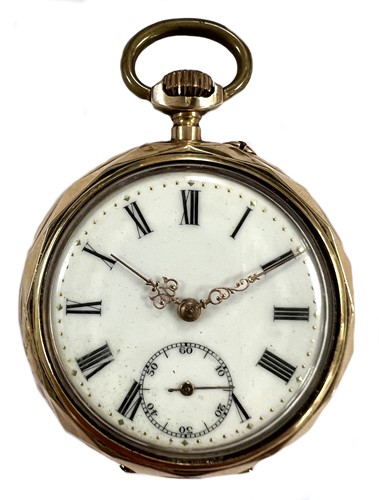 Lot 325 - Unsigned - A Swiss 14ct gold open faced pocket watch