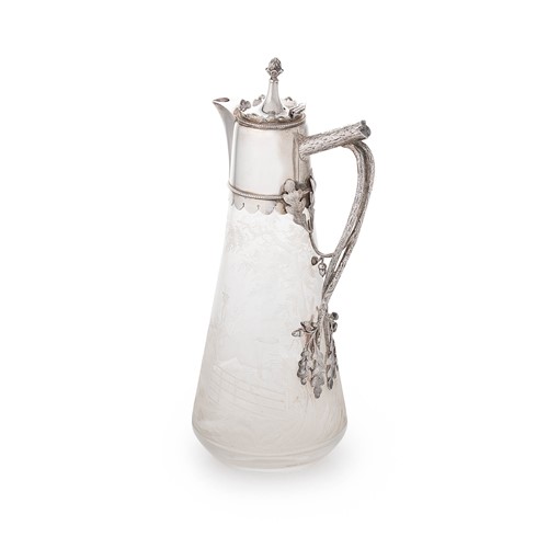 Lot 521 - A Victorian silver mounted glass claret jug